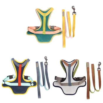 

Pet Dog Harness With Leash Reflective Breathable Adjustable Pet Vest Harness For Small And Medium Dogs Outdoor Walking Supplies