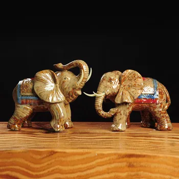

Ceramic Ornaments Auspicious Lucky Elephant Crafts Chinese Creative Porcelain Figurines & Miniatures Home Decoration Gifts DA