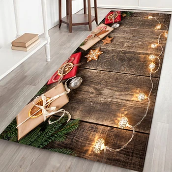 

New Marry Christmas Board Rug Anti-slip Kitchen Dinning Room Fireplace Floor Mat Flannel Carpet Rug Durable Xmas Floor Rug