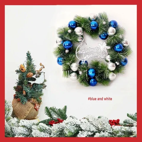 Рождественский 30cmWreath с Искусственные сосновые шишки ягоды и цветами праздничные