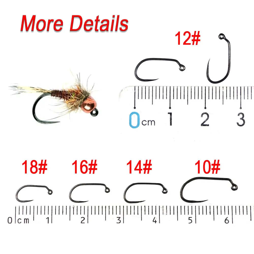 Vampfly 50pcs10# 12# 14# 16# 18# 60 ° Angle Barbless Jig Nymph