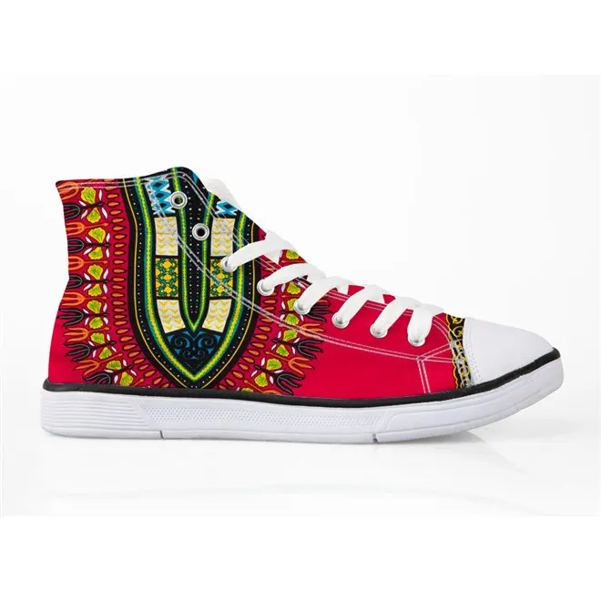 WHEREISART Fashion African Canvas Shoes for Women High Top Lace-up Vulcanize Shoes Woman Spring Casual Shoes Sneakers Girl - Цвет: T0463AK