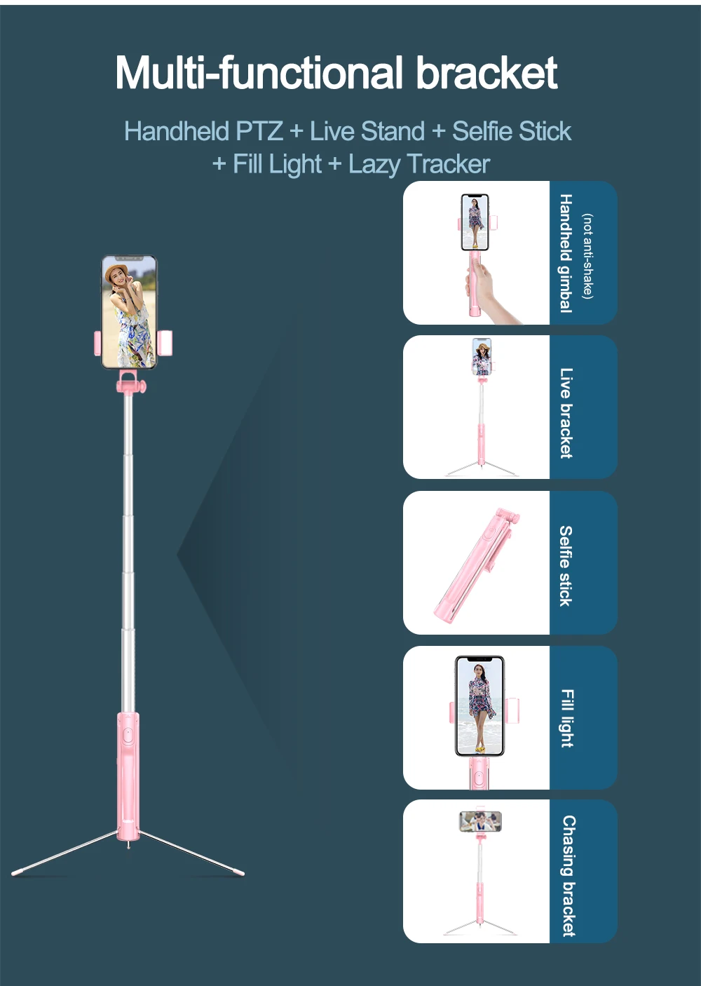 CYKE A17 1,6 м Беспроводная Bluetooth селфи палка штатив bluetooth заполняющий светильник растяжимый селфи палка для iPhone huawei xiaomi
