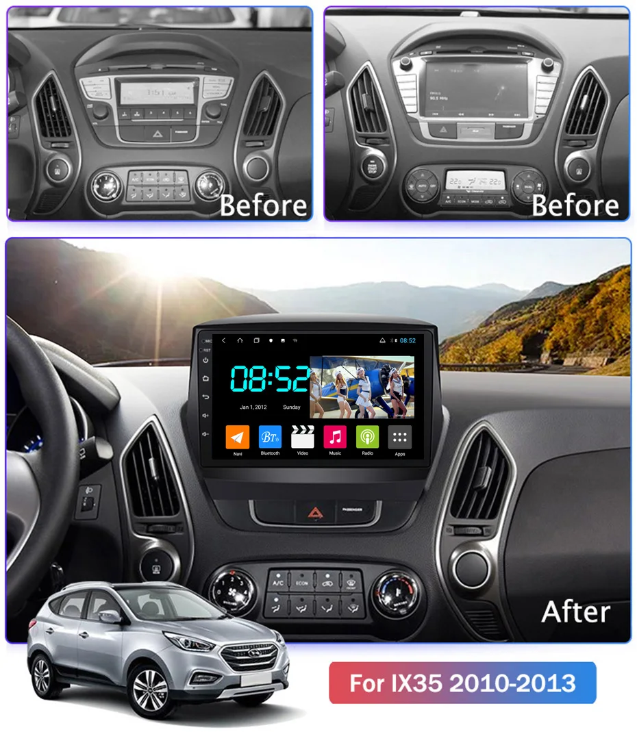 Android 8,1 автомобильный DVD 1din мультимедиа Navi система для hyundai Tucson/IX35 2010-2013 Автомобильный gps навигатор головное устройство BT SWC wifi