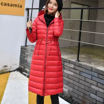 

Fashion Solid Womens Ultra Thin Warm Jackets Brands Slim Long Warm Puffer Coat Casual Pockets Womens Autumn Winter Clothing