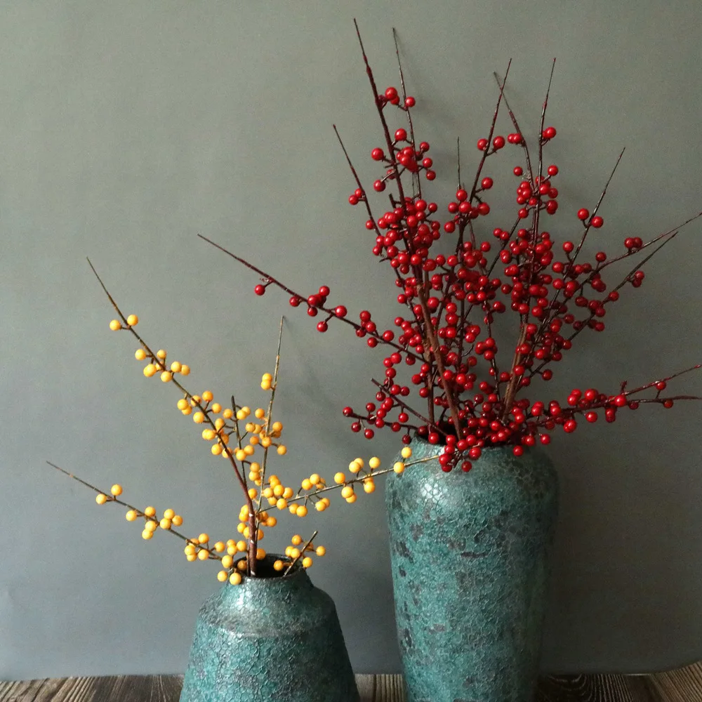 

62CM Artificial Red Berry Branch Fake Lucky Fruit Branch for Home New Year Christmas Decoration Gift Winter Decor Shooting Props