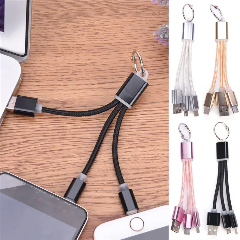 USB Charging Data Line Alloy Key Chain 2 In 1 Charger Multiple Combo Aluminum Universal Phone Connector Braided  Special