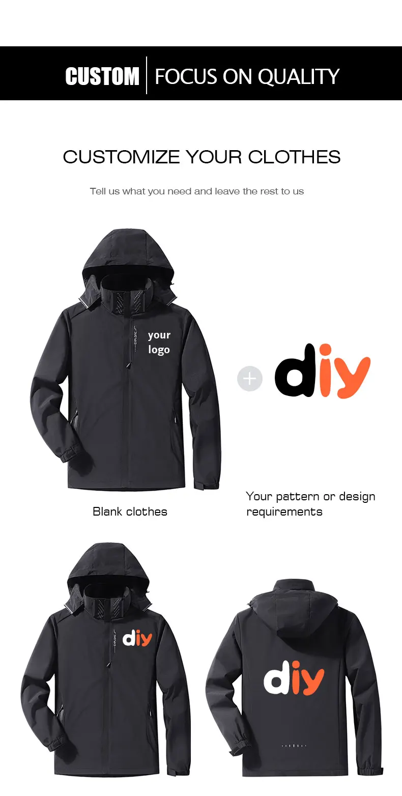 Custom Jacket Windbreaker DIY Photo Logo  personality customization women Sport Hoodie wholesale Men Outdoor Waterproof coat berghaus fleece