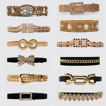 

Fashion Belts for Women ZA Charm Statement Waist Chain Luxury Temperament Gold Color Waist Belt Party Wedding Jewelry Gifts