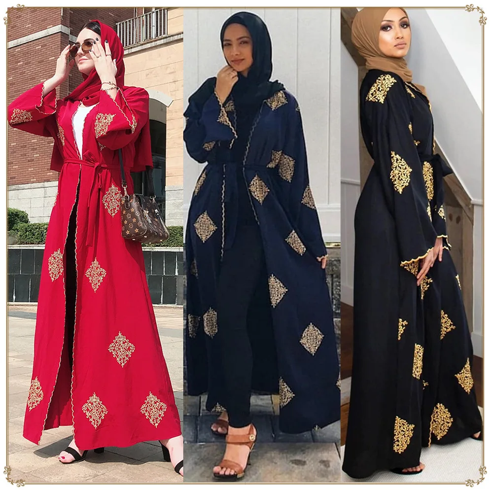 Женский Caftan Marocain платье Kleding Musulman Dubai открытый Abaya кимоно мусульманский хиджаб