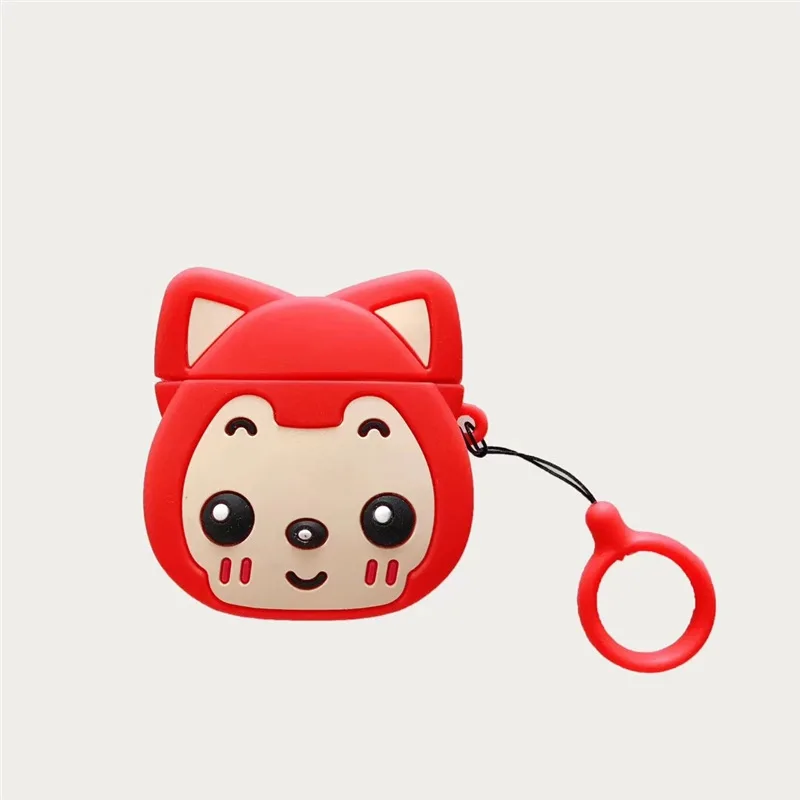 Bluetooth Earphone Case for Airpods Accessories Protective Cover Bag Anti-lost Ring Strap Cute Cartoon Silicone 3D Ali The Fox
