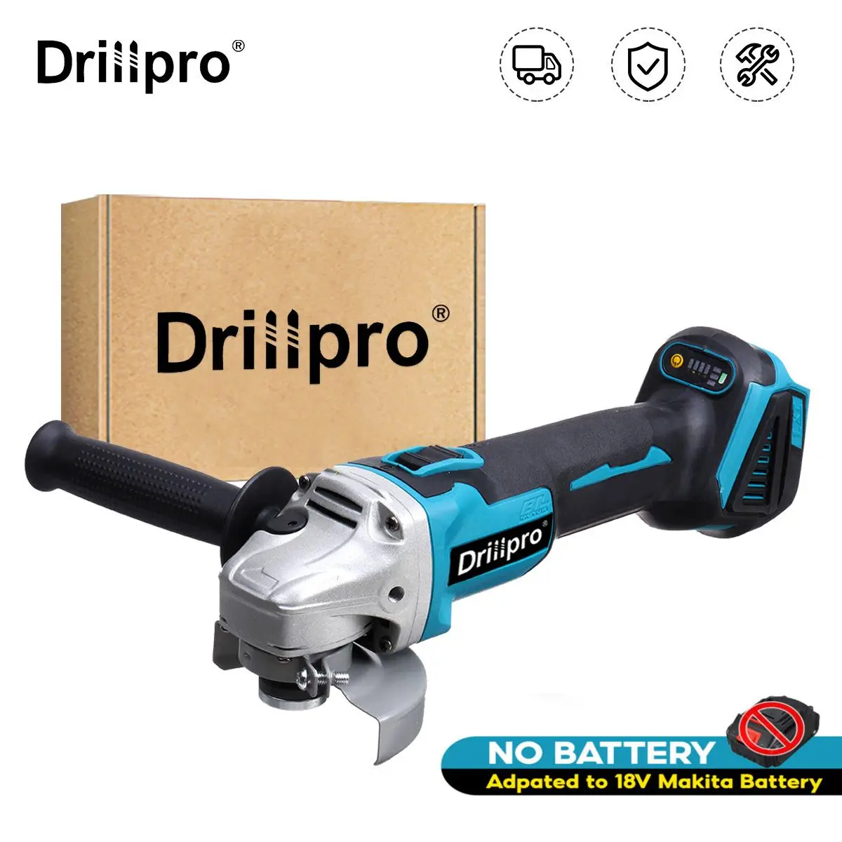 Drillpro 125MM Brushless Electric Angle Grinder 4 Speed Cutting Machine Power Tool +Lithium-Ion Battery For Makita 18V Battery best pressure washer for home use Power Tools