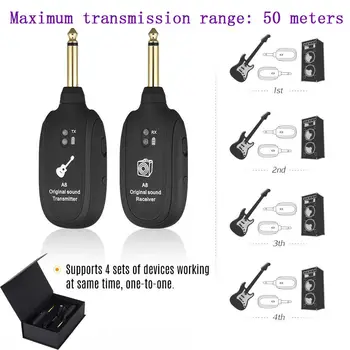 

A8 UHF 730MHz Wireless Audio Transmission Set 50M Transmitter Receiver Electric Guitar Bass Violin Rechargeable Portable