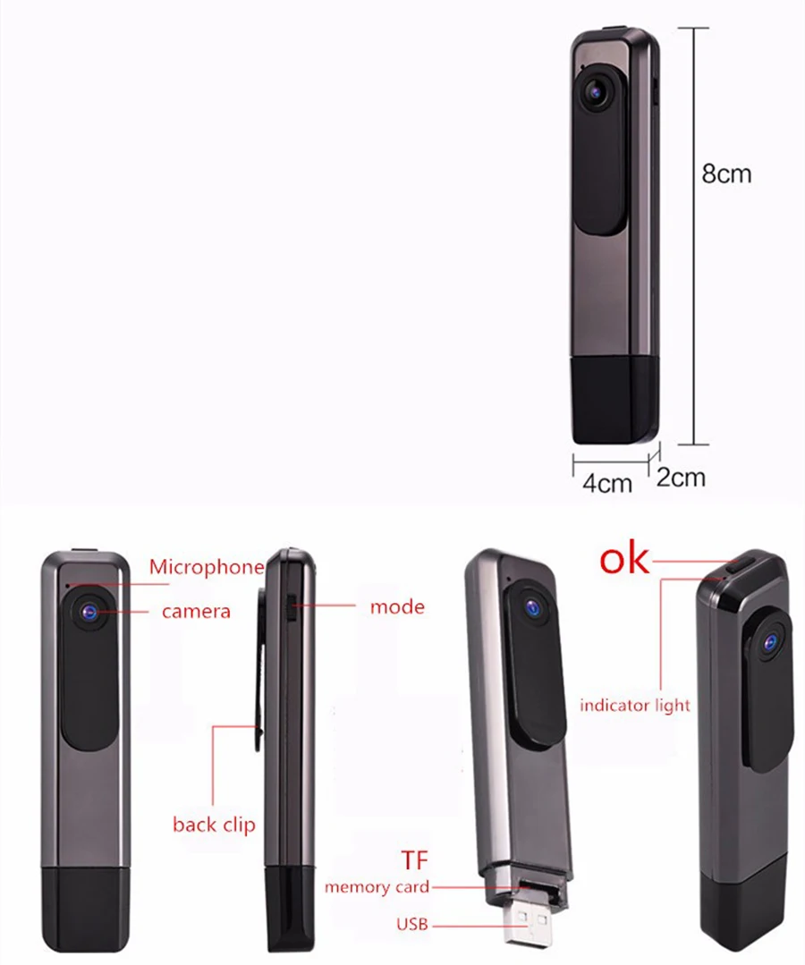 Mini Portable USB Digital Secret Camera Pen 1080P Wearable Body Camera Cam Video Smart Voice Recording Audio Stereo Recorder Pen