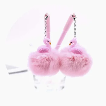 

1pcs Student Pens Cartoon Hair pendant Unicorn Flamingos kawaii gift gel ink pens for writing stationery office school supplies