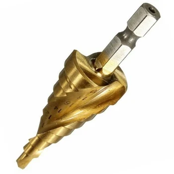 

New 4-20mm HSS Titanium Coated Hex Shank Spiral Grooved Step Drill Bit Durable