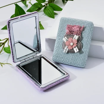 

Kawaii Flowers Fabric Feel Makeup Mirrors Compact Pocket Mirror Two-Side Folding Make Up Mirror Portable Fashion Cosmetic Tool