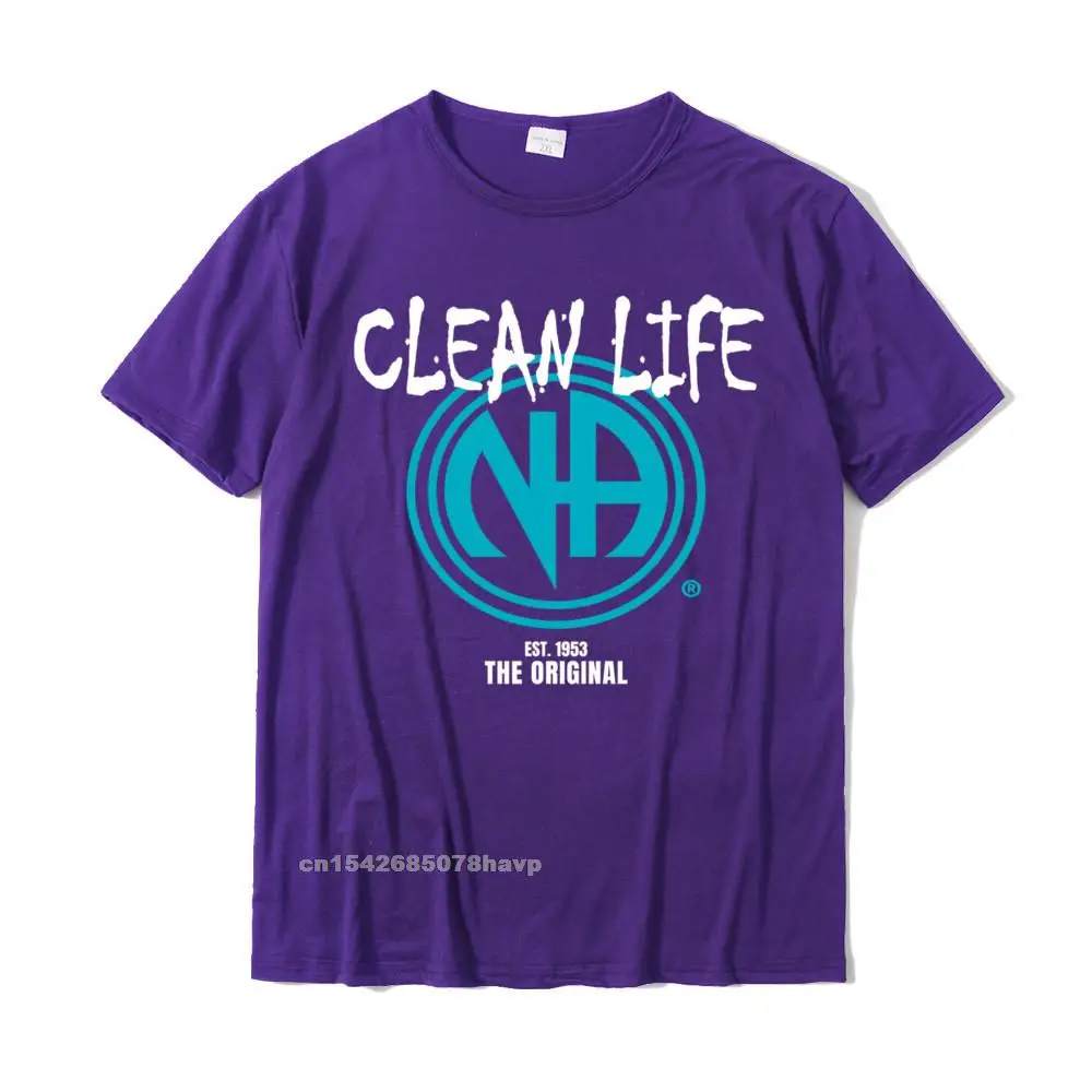 Printed On Cotton Custom Tops Tees Dominant Short Sleeve Man T-shirts Casual ostern Day T-shirts O Neck Drop Shipping Clean Life Narcotics Anonymous NA Hoodie Men Women Gift__2291. purple