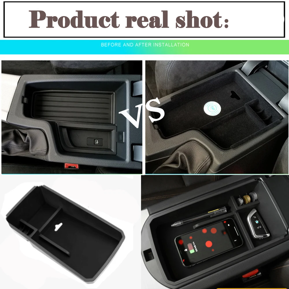 For BMW QI Wireless charger Wireless Smart charging Phone Holder Storage Box For X3 X4 F25 F26 2011~2018