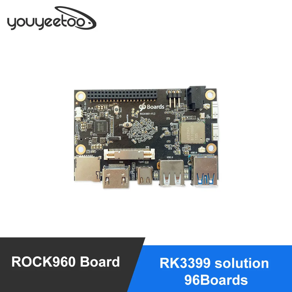 Плата ROCK960 самая маленькая плата RK3399 96 плат (2 ГБ или 4 Гб LPDDR3 @ 1866 МГц) HDMI 2 0 до 4K
