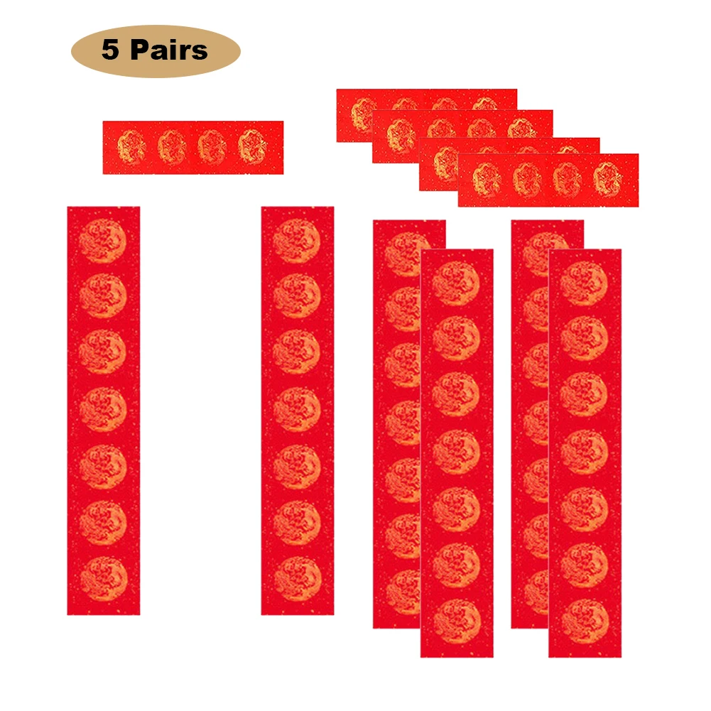 

5PCS Red Rice Paper Set Chinese Couplet DIY Handwriting Spring Festival Decoration Door Wall Sticker Happy New Year Paintings