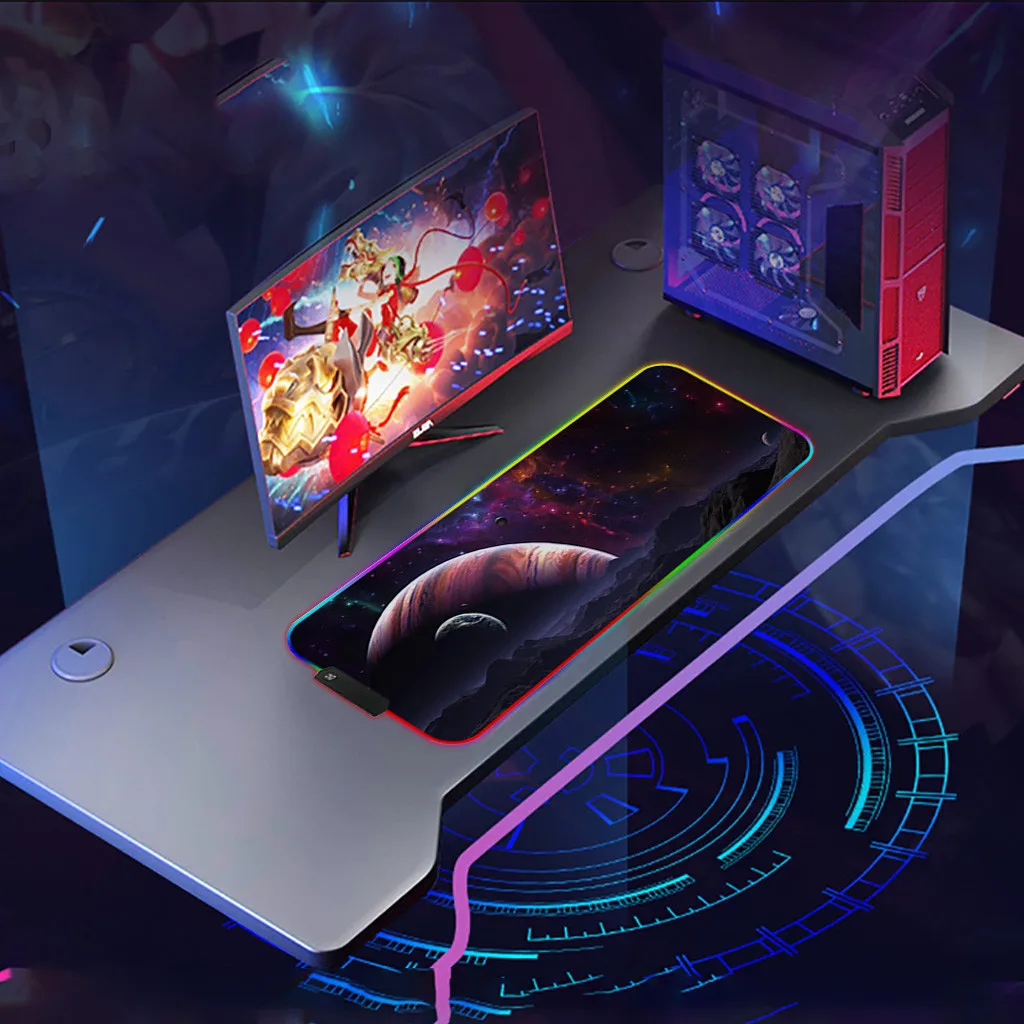 RGB игровой коврик для мыши большой компьютерной клавиатуры модный цветной