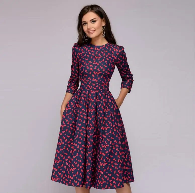 Qestido mujer fiesta платье с длинными рукавами simplee apparel обычное до колена принтом