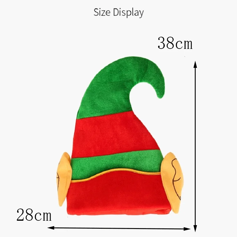 Christmas hat decoration green delicate nonwoven 38x28cm elf cap children's Christmas gifts 2020 New Year Christmas decoration
