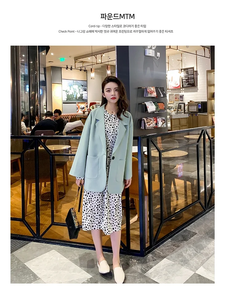 Photo Shoot Autumn Clothing New Style Sweet Pink One-Button Loose-Fit Arc Hem Able Ol Small Suit Coat Women's
