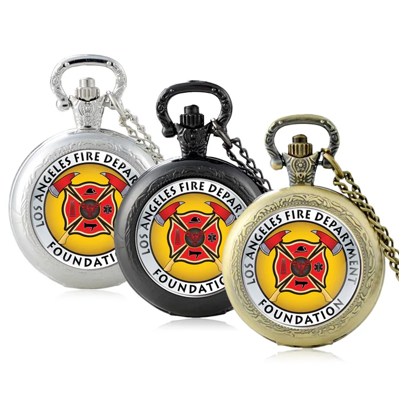 Винтажные кварцевые карманные часы Los Angeles Fire Department Foundation из стекла кабошон для