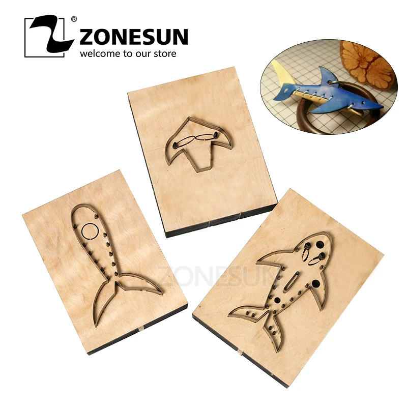 

ZONESUN Shark Leather Cutting Die DIY Key Ring Cut Out Wooden Template Punching Key Chain Die Cut Cutting Mould Clicker Die