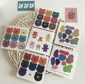 

9Pcs/Pack Cartoon Cute Korea Style Ins Rainbow Bear Geometry Sticker DIY Scrapbooking Album Diary Planner Decoration Stickers