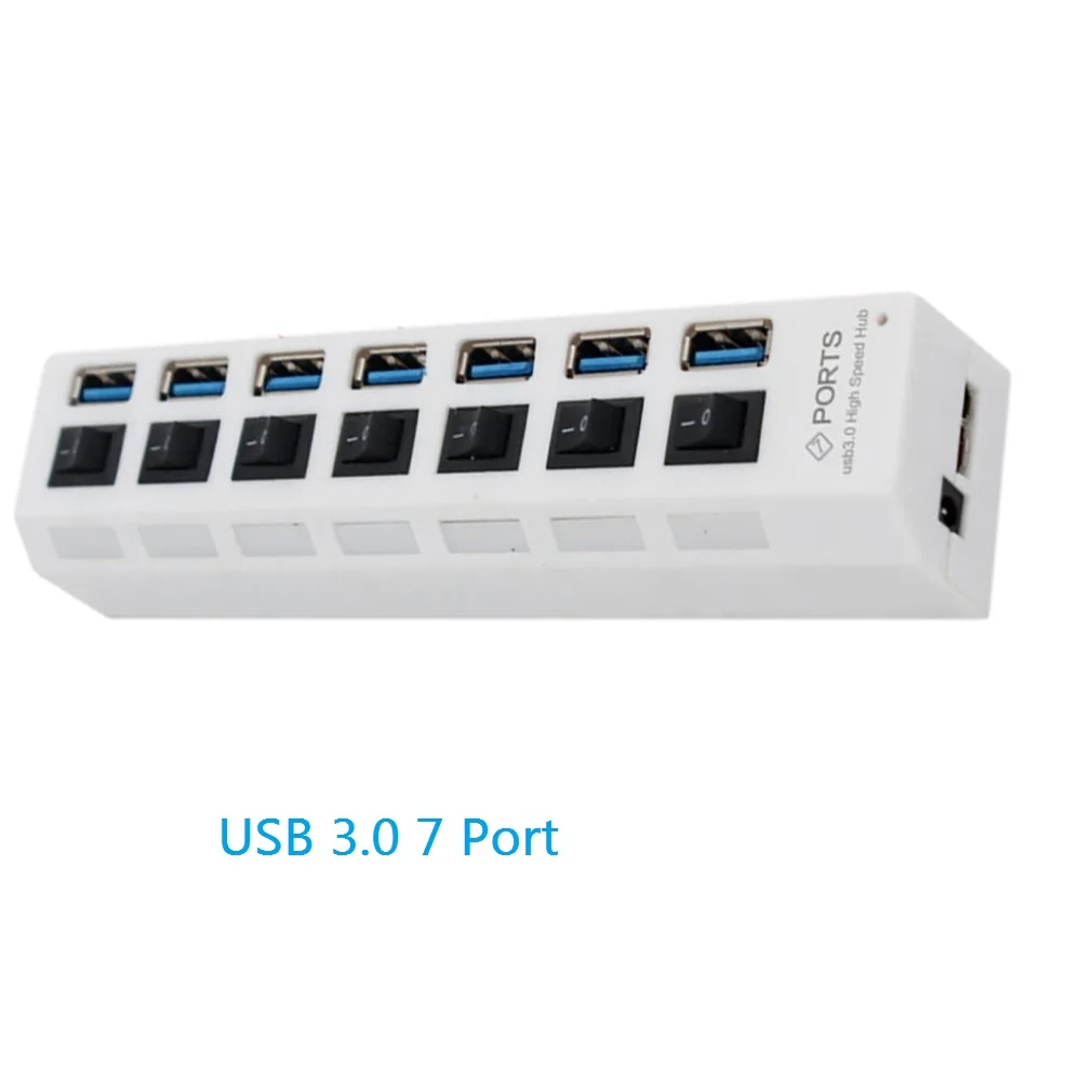 USB 3.0 7 Port Usb-концентратор Micro USB 3,0 концентратор разветвитель с адаптером питания USB 4/7 порт Hab высокоскоростной 5 Гбит/с USB разветвитель 3,0 концентратор для ПК Аксессуары - Цвет: USB 3.0 7 Port