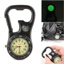 Скалолазание Карабин светящиеся часы повесить пряжка-компас открывалка для бутылок аналоговый дисплей кварцевый механизм M7DC