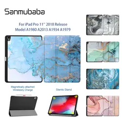 Sanmubaba Чехол для iPad Pro 11 ''2018 ультра тонкий PU кожаный флип смарт-чехол Авто Пробуждение/сон планшет чехол поддержка прикрепить заряд