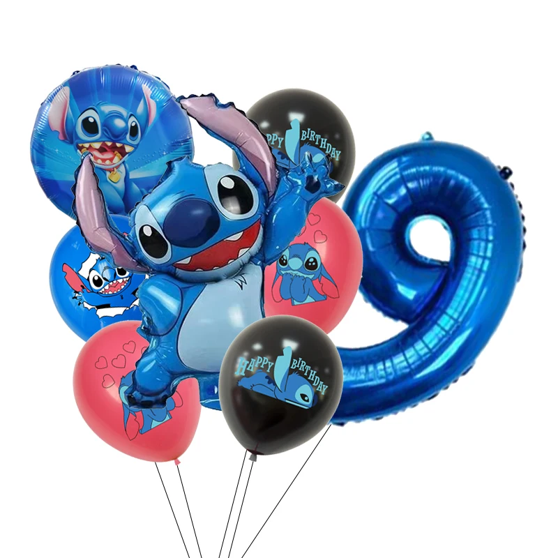 6 globos de fiesta de cumpleaños Lilo Stitch decoraciones de fiesta de  puntada globos de papel de aluminio de dibujos animados de Lilo Stitch para