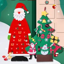 

New 2022 Felt Christmas Tree DIY Collocation Fidget Toys For Children Room Party Soft Decorations Girl Stickers Gifts Montessori
