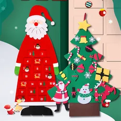 Árbol de Navidad de fieltro DIY para niños, decoración suave para habitación, pegatinas Montessori, regalo, novedad de 2022