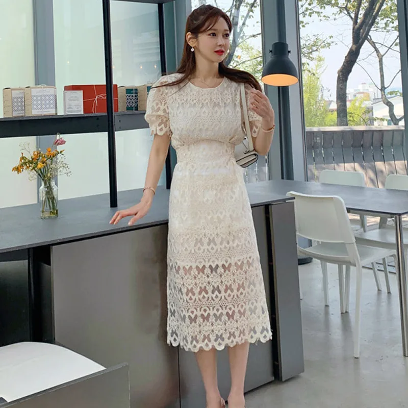 HAYBLST Brand Dress Womens 2020 Summer Dresses Short Sleeves Plus Size Sexy Clothes Elegant Korean Style Clothing Lace Vestidos