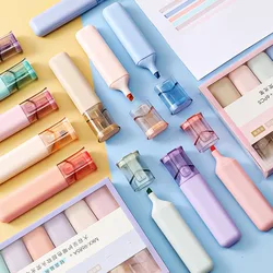 Rotuladores de colores Pastel, papelería japonesa coreana, resaltador de protección ocular, marcadores de grafiti de colores, bolígrafos para suministros escolares