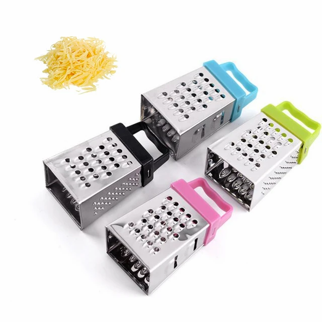 Box Cheese Grater, Stainless Steel with 4 Sides, Best for Parmesan Cheese, Vegetables, Ginger, Gray