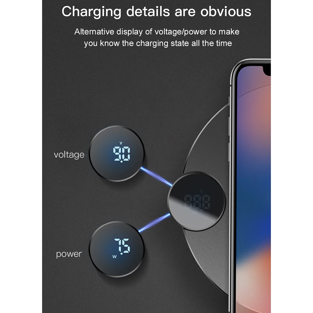 Замена для iPhone/Android светодиодный дисплей Беспроводное зарядное устройство Настольный смартфон быстрое зарядное устройство Pad