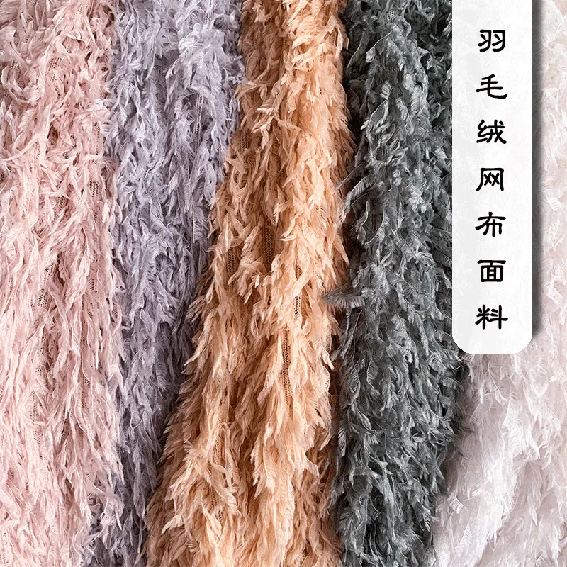 

Feather Velvet Tassels Mesh Lace Fabric For Women Dress 2019 High quality Lace Fabric For Sewing Clothes 1Meter