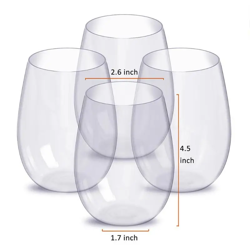 4 шт. небьющиеся бокалы для вина элегантные небьющиеся пластиковые Nbreakable PCTG красные винные стаканы без ножки чашки Фруктовый сок пивная чашка