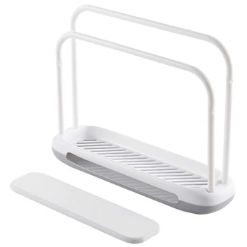 

Detachable Towel Storage Rack Dishcloth Sponge Drying Rack Quick Drying Water Absorbing Double Rod Rag Stand (White)