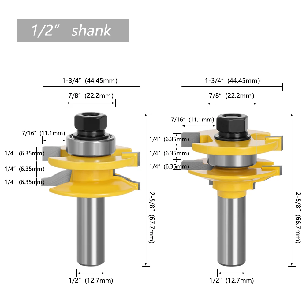 LAVIE 3 teile/satz 12mm 1/2 Schaft Tür Panel Schrank Zapfen Router Bit Set Fräsen Cutter Für Holz Schneider Schneiden werkzeuge 03016 – Detail 7