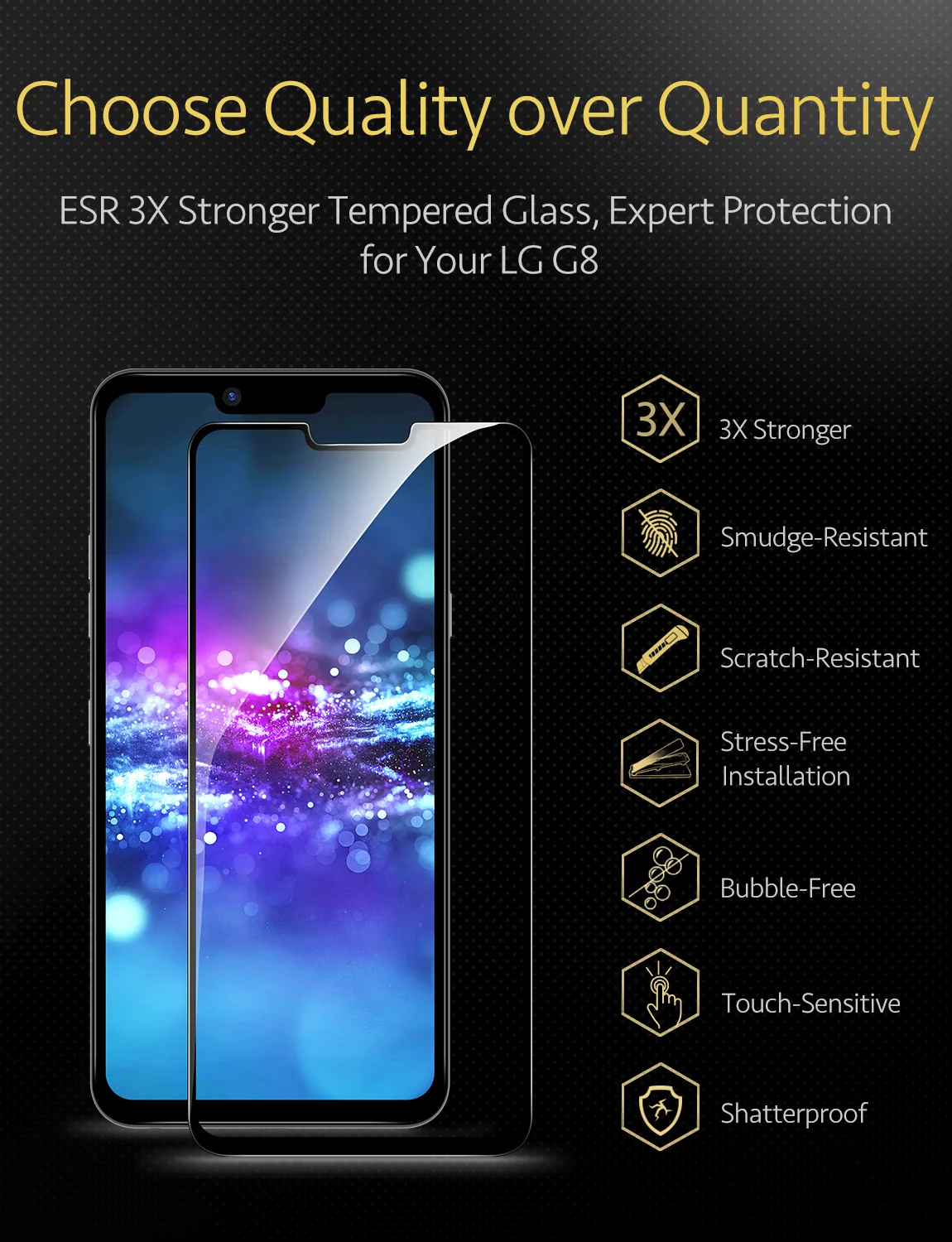 ESR протектор экрана для LG G8 телефон тонкий полный экран закаленное стекло крышка пленка Взрывозащищенная защитная пленка