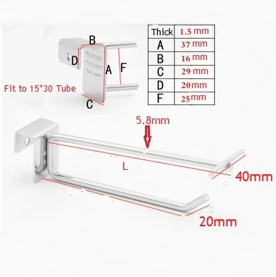 Square Tube 10 шт./лот Slatwall флип квадратный трубчатый сетчатый дисплей крюк с держатели этикетки витрина Магазин Склад супермаркета - Цвет: Square Tube