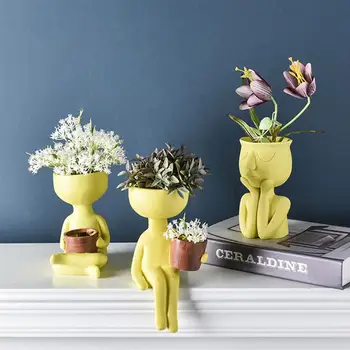 

1Pc Abstract Sculpture Nordic Style Flowerpot Flower Pot Decoration Human Body Shaped Flowerpot for Decoration Home Flower