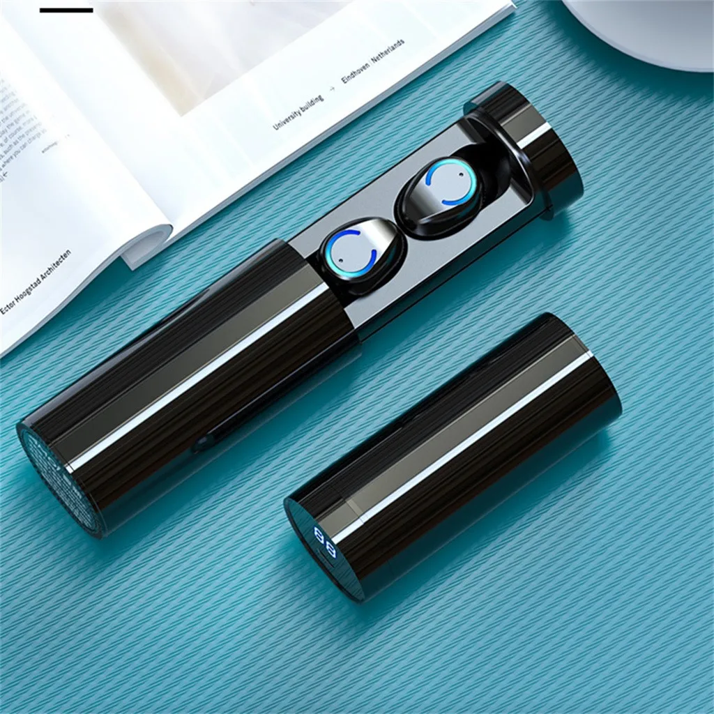 Earphones bluetooth noise earbuds sports Dual Ear F9 6 Wireless Bluetooth Headset Dual Ear Mini Cylinder Sports In Ear LED